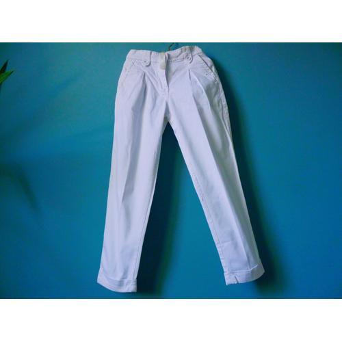 Pantalon Fille Okaïdi 8 Ans Blanc Ceremonie Tbe