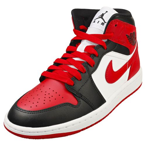 Chaussures Nike Air Jordan 1 Mid Baskets De Design En Cuir Noir Et Rouge