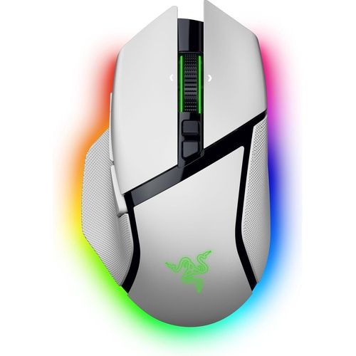 Razer Basilisk V3 pro 35K - Souris - ergonomique - pour droitiers - optique - 11 boutons - sans fil, filaire - Bluetooth, USB-C, 2.4 GHz - récepteur sans fil USB - blanc