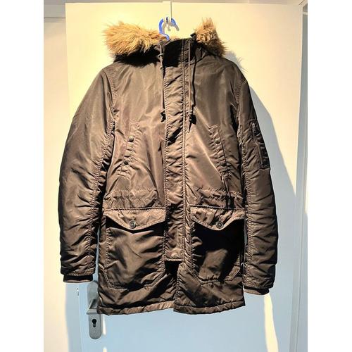 ? Magnifique Et Comme Neuve Parka Homme Jack & Jones S/M Noire Avec Capuche