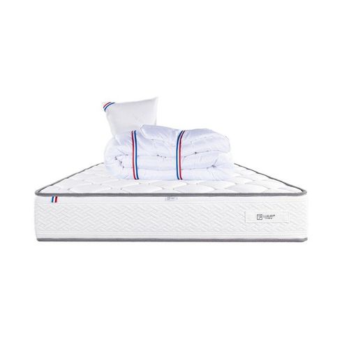 Matelas Iris (20 Cm), Mousse Haute Densité, Ferme, Face Été/Hiver,Couette Et Oreiller - Blanc, 90x190cm