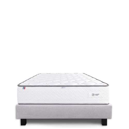 Ensemble Sommier Gris (20cm) Et Matelas Iris (20 Cm), Mousses Haute Densité, Ferme, Face Été/Hiver - Gris, 140x200cm