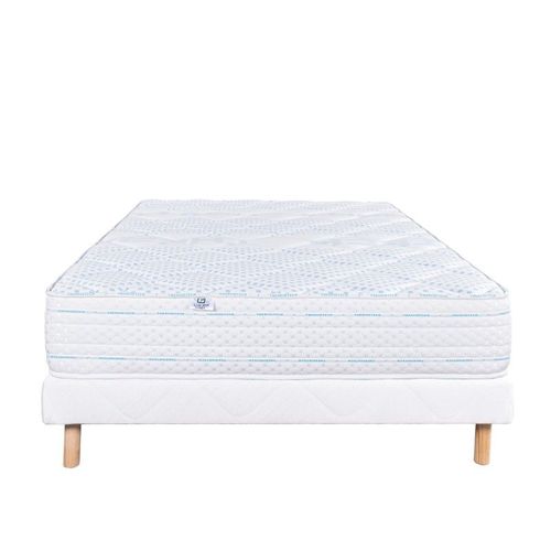 Ensemble Matelas Thermotec (24 Cm), Mousses Haute Densité, Ferme, Face Été/Hiver Et Sommier Blanc (13cm) - Blanc, 140x190cm