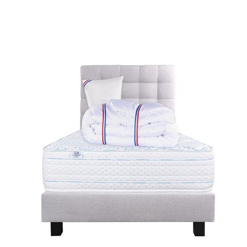 Ensemble Matelas Thermotec (24 Cm),Tête De Lit, Sommier (20cm),Couette Et Oreiller - Gris, 90x190cm