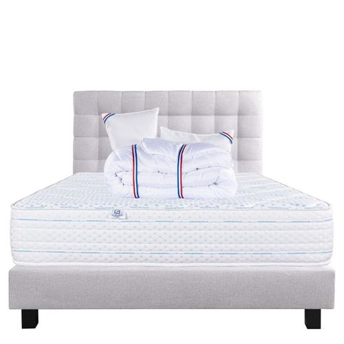 Ensemble Matelas Thermotec (24 Cm),Tête De Lit, Sommier (20cm),Couette Et Oreiller - Gris, 140x190cm