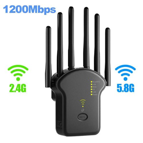 Répéteur WiFi sans fil,300Mbps,1200Mbps,5G,2.4G,répéteur de signal avec port LAN/WAN,amplificateur WiFi pour le bureau à domicile,bande touristique - Type Black EU Plug #B