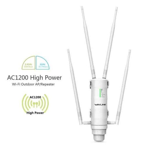 Wavexhaus- Répéteur WiFi sans fil extérieur haute puissance,extension I-WiFi,routeur pour touristes Dand,2.4G + 5 mesurz,longue portée,répéteur POE,5 mesurz - Type AC1200 WiFi Repeater