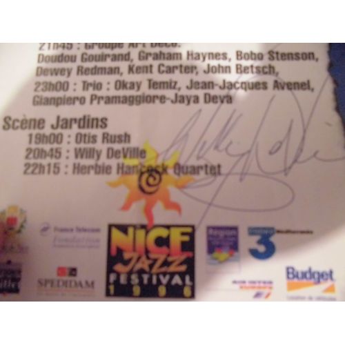 Autographe Sur Programme D'un Musicien De Blues Et De Jazz . Willy Deville