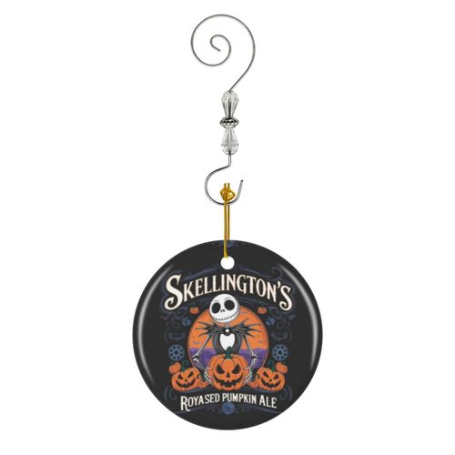 Ornements de Noël Citrouille Trick Or Treat effrayant octobre Jack O Lantern Costume chauve-souris joyeux Ha en Céramique avec Crochet et Cristal Décorations Souvenirs Pendentif Décoratif...