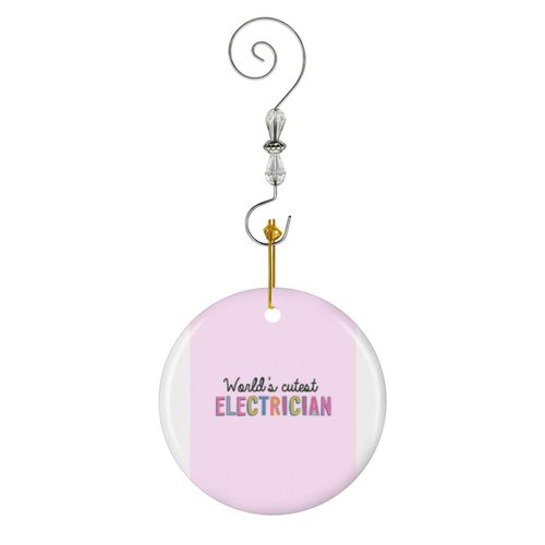 Ornements de Noël Cadeaux pour électricien L'électricien le plus mignon du monde en Céramique avec Crochet et Cristal- Décorations pour Sapin de Noël, Souvenirs