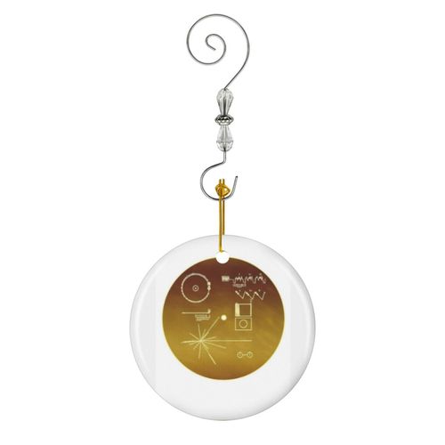 Ornements de Noël Golden Record Voyager NASA Images officielles Espace en Céramique avec Crochet et Cristal- Décorations pour Sapin de Noël, Souvenirs
