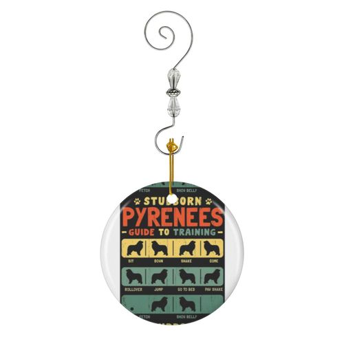 Ornements de Noël Guide drôle de formation Pyrénées des Grandes Pyrénées en Céramique avec Crochet et Cristal- Décorations pour Sapin de Noël, Souvenirs