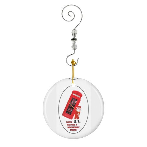 Ornements de Noël Le Père Noël a un nouveau téléphone portable en Céramique avec Crochet et Cristal Décorations Souvenirs Pendentif Décoratif pour Voiture