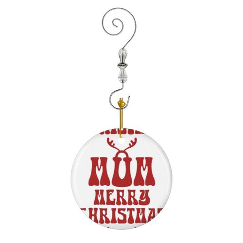 Ornements de Noël Joyeux Noël, Joyeux Noël Maman, Noël Gris en Céramique avec Crochet et Cristal Décorations Souvenirs Pendentif Décoratif pour Voiture