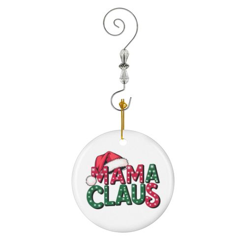 Ornements de Noël Maman Noël en Céramique avec Crochet et Cristal Décorations Souvenirs Pendentif Décoratif pour Voiture