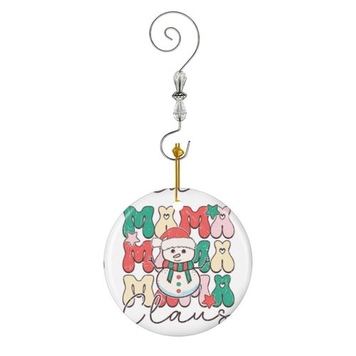 Ornements de Noël Maman Noël - Noël mignon bonhomme de neige en Céramique avec Crochet et Cristal Décorations Souvenirs Pendentif Décoratif pour Voiture