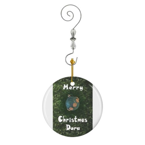 Ornements de Noël Joyeux Noël Dora - Ornement à paillettes vertes avec fleurs en perles en Céramique avec Crochet et Cristal Décorations Souvenirs Pendentif Décoratif pour Voiture