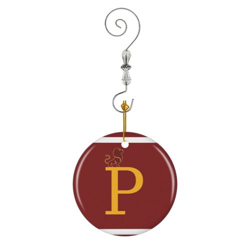 Ornements de Noël Lettre P Griff en Céramique avec Crochet et Cristal Décorations Souvenirs Pendentif Décoratif pour Voiture