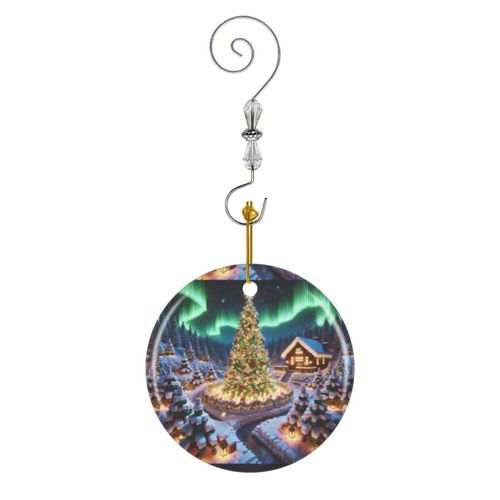 Ornements de Noël Rendu du monde de Noël Minecraft en Céramique avec Crochet et Cristal Décorations Souvenirs Pendentif Décoratif pour Voiture