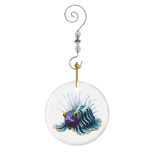 Ornements de Noël MY PET SEA SLUG NUDIBRANCH -Oscar- Exotique Fantasy Océan Mer Marine Invertébré Animal Sau en Céramique avec Crochet et Cristal Décorations Souvenirs Pendentif Décoratif...