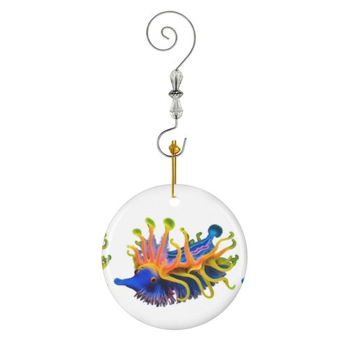 Ornements de Noël MY PET SEA SLUG NUDIBRANCH -Philip- Exotique Fantasy Océan Mer Marine Invertébré Animal Sa en Céramique avec Crochet et Cristal Décorations Souvenirs Pendentif Décoratif...