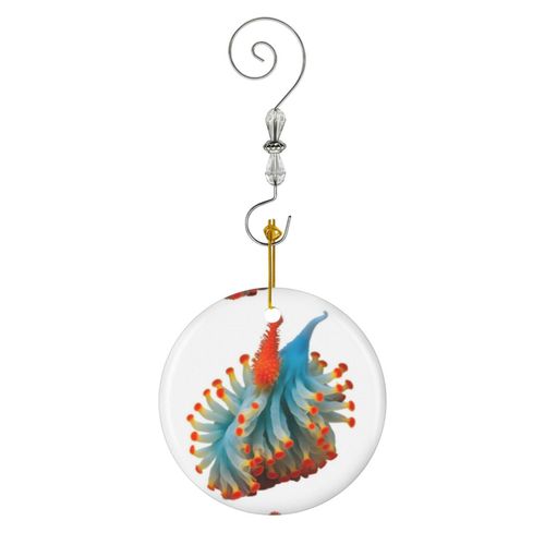 Ornements de Noël MY PET SEA SLUG NUDIBRANCH -Conchita- Exotique Fantasy Océan Mer Marine Invertébré Animal en Céramique avec Crochet et Cristal Décorations Souvenirs Pendentif Décoratif...