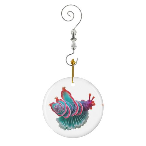 Ornements de Noël MY PET SEA SLUG NUDIBRANCH -Colette- Exotique Fantasy Océan Mer Marine Invertébré Animal S en Céramique avec Crochet et Cristal Décorations Souvenirs Pendentif Décoratif...