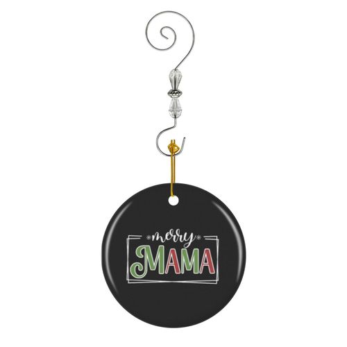Ornements de Noël Joyeux Maman Noël Mignon en Céramique avec Crochet et Cristal Décorations Souvenirs Pendentif Décoratif pour Voiture