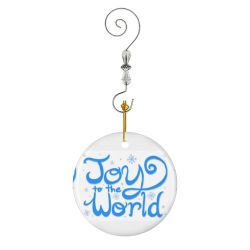 Ornements de Noël Joie au monde en bleu en Céramique avec Crochet et Cristal Décorations Souvenirs Pendentif Décoratif pour Voiture