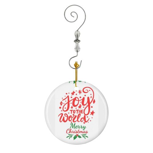 Ornements de Noël Joie au monde en Céramique avec Crochet et Cristal Décorations Souvenirs Pendentif Décoratif pour Voiture