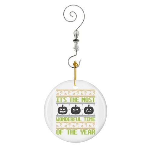 Ornements de Noël C'est la période la plus merveilleuse de l'année, pull laid d'Halloween en Céramique avec Crochet et Cristal Décorations Souvenirs Pendentif Décoratif pour Voiture