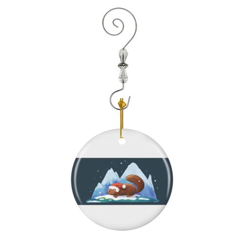 Ornements de Noël Joyeux Noël Marmotte Au Tyrol en Céramique avec Crochet et Cristal Décorations Souvenirs Pendentif Décoratif pour Voiture