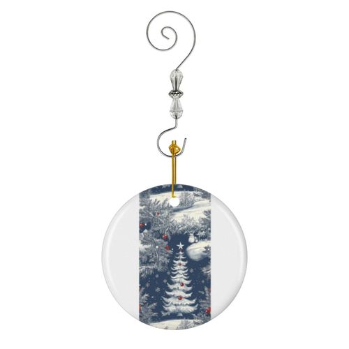 Ornements de Noël Ornements élégants de la Tour Eiffel de Paris congelés par Chinoiserie bleue et blanche pa en Céramique avec Crochet et Cristal Décorations Souvenirs Pendentif Décoratif...
