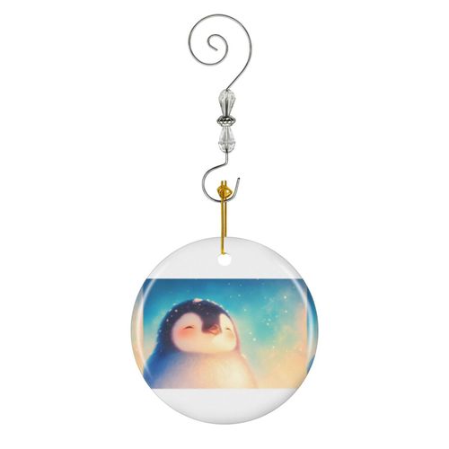 Ornements de Noël Monde d'hiver des bébés pingouins en Céramique avec Crochet et Cristal Décorations Souvenirs Pendentif Décoratif pour Voiture