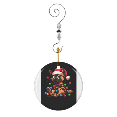 Ornements de Noël Lumières de Noël pour chien malinois belge en Céramique avec Crochet et Cristal Décorations Souvenirs Pendentif Décoratif pour Voiture