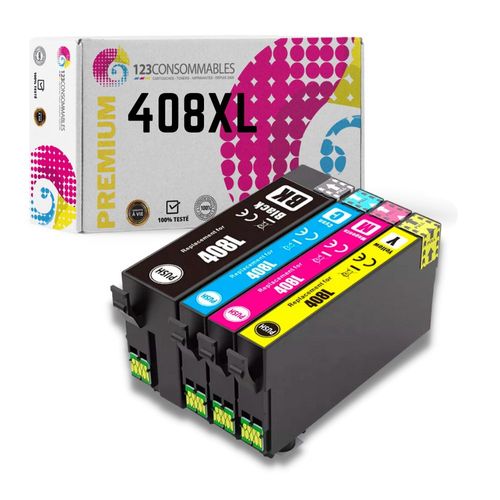 123CONSOMMABLES - Pack compatible avec Epson 408L, 4 cartouches