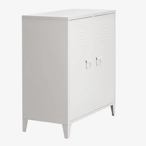 Buffet Casier 2 Portes En Acier Pohpli Blanc Gardenia