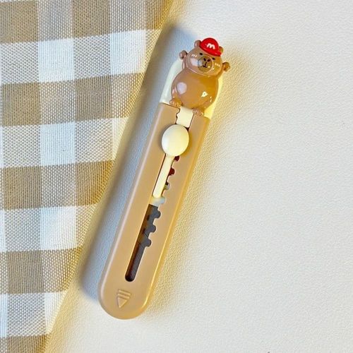Mini Couteau Utilitaire Rétractable,Tête D'ours De Dessin,Ouvre-Lettre,Boîte Express,Portable,Mignon,Outil De Coupe De Papier,1 Pièce - Type F