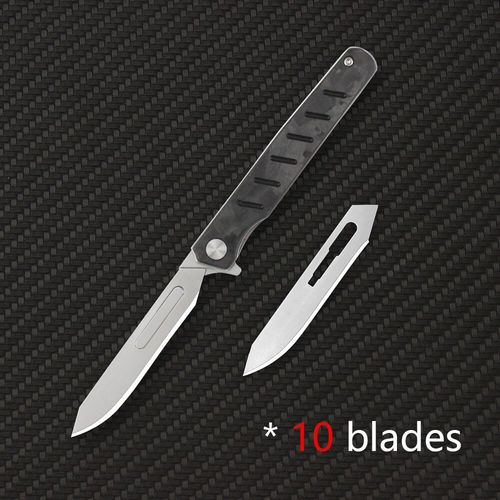 Couteaux Pliants De Poche Portables Edc,Mini Générateurs De Scalpel Multiple En Fibre De Carbone,Couteau Utilitaire,Outils D'autodéfense,Coupe-Boîte - Type Black Carbon-Fiber10