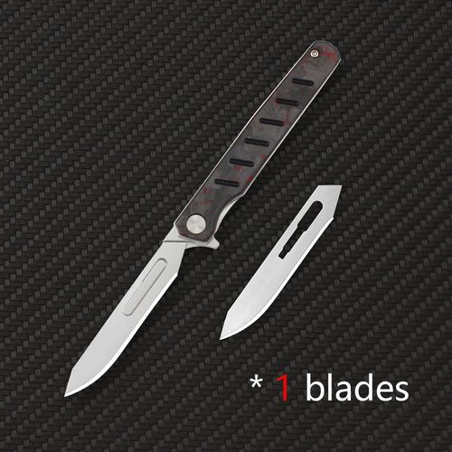 Couteaux Pliants De Poche Portables Edc,Mini Générateurs De Scalpel Multiple En Fibre De Carbone,Couteau Utilitaire,Outils D'autodéfense,Coupe-Boîte - Type Red Carbon Fiber 1