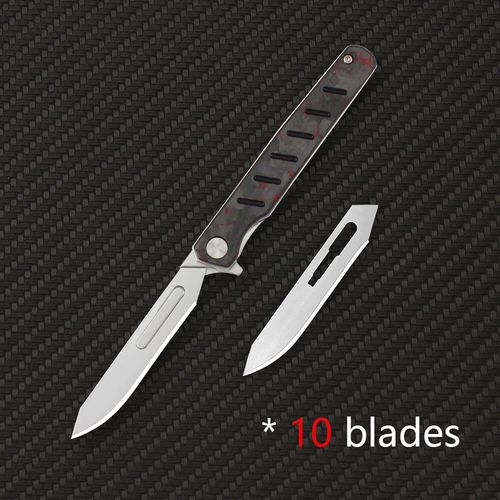 Couteaux Pliants De Poche Portables Edc,Mini Générateurs De Scalpel Multiple En Fibre De Carbone,Couteau Utilitaire,Outils D'autodéfense,Coupe-Boîte - Type Red Carbon Fiber10