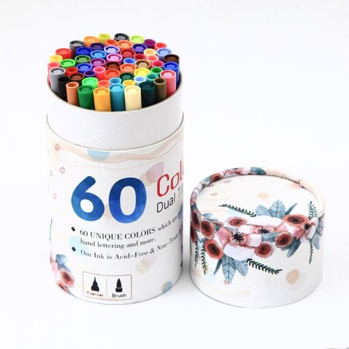 Stylos Marqueurs À Double Pinceau,8/12/24/36/160,120 Couleurs,Crayon De Couleur,Marqueurs D'art Pour Aquarelle,Calligraphie Fineline Feutre A Alcool - Type 60 Colors Whitea