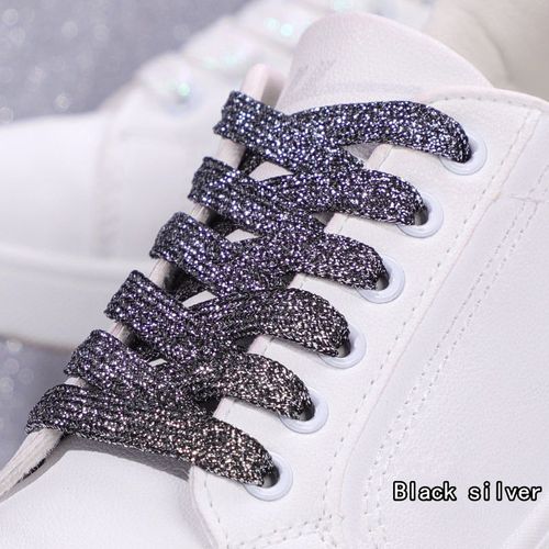 1 Paire Paillettes Colorées Largeur Lacet Cordes Lacets Plats Pour Course Athlétique Mode Lacet Baskets Chaussures Botte 1 Cm