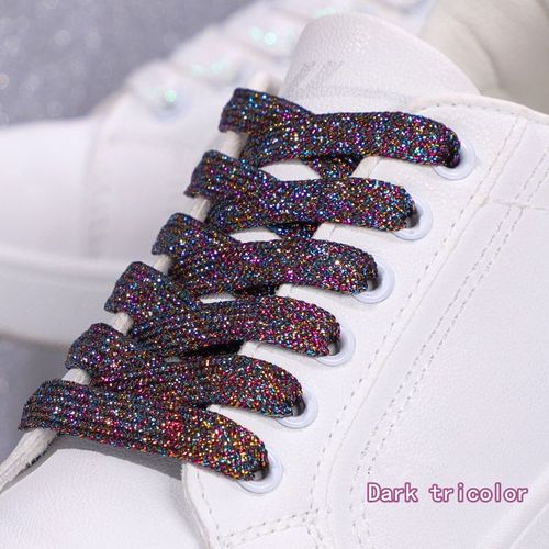 1 Paire Paillettes Colorées Largeur Lacet Cordes Lacets Plats Pour Course Athlétique Mode Lacet Baskets Chaussures Botte 1 Cm
