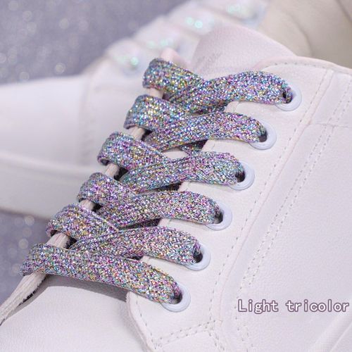 1 Paire Paillettes Colorées Largeur Lacet Cordes Lacets Plats Pour Course Athlétique Mode Lacet Baskets Chaussures Botte 1 Cm