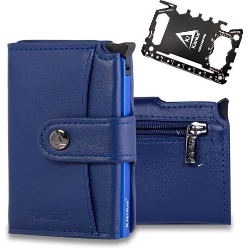 Kjenius Dante | Petit Portefeuille Homme Vertical + Multitool Edc 46 Outils En 1 | Porte Cartes Bancaire Et Badges Pour Homme Femme En Cuir| Blindè Anti Piratage Rfid Nfc | Cadeau Original Pour Homme
