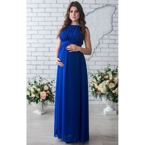 Robe Longue En Mousseline De Soie Pour Femmes Enceintes,Tenue De Soirée Décontractée À Manches Longues,Maxi,Ds19