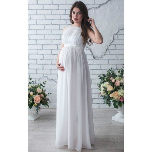 Robe Longue En Mousseline De Soie Pour Femmes Enceintes,Tenue De Soirée Décontractée À Manches Longues,Maxi,Ds19