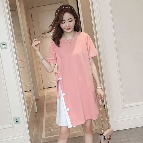 Alterfur Ses-Vêtements D'été En Coton Pour Femmes Enceintes,Robes De Grossesse Mi-Longues,Couleurs Assorties,Mode Éducative Et Décontractée