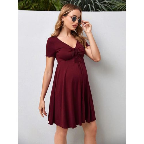 Alterclothes-Robe À Manches Courtes Et Col En V Pour Femme Enceinte,Jupe D'été Décontractée,Vêtements De Grossesse